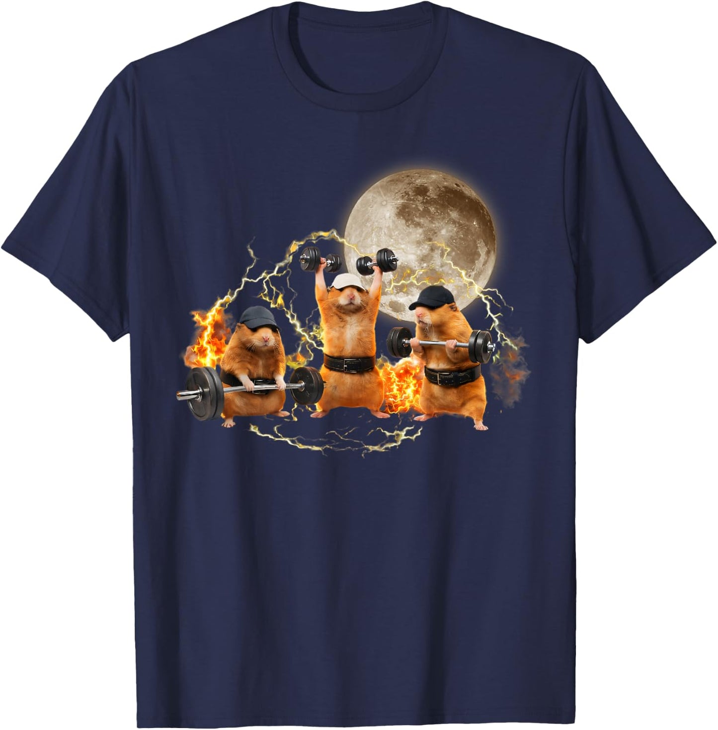 Weightlifting Pump Cover Hamster Meme Fitness Workout Gym T-Shirt - T-Shirt | Navy