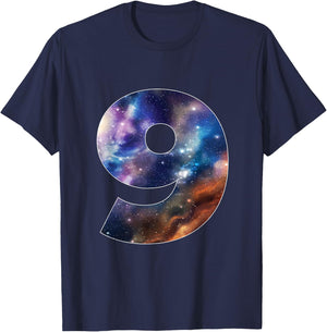 Galaxy 9 Year Old 9th Birthday Space Themed Astronaut Boy T-Shirt - T-Shirt | Navy