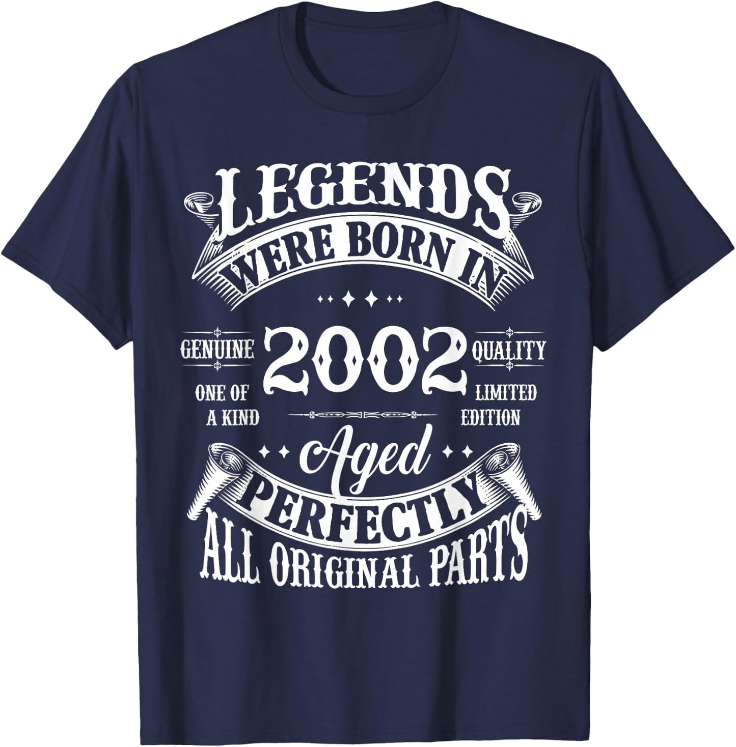 23rd Birthday Vintage Legends Born in 2002 23 Years Old T-Shirt - T-Shirt | Navy