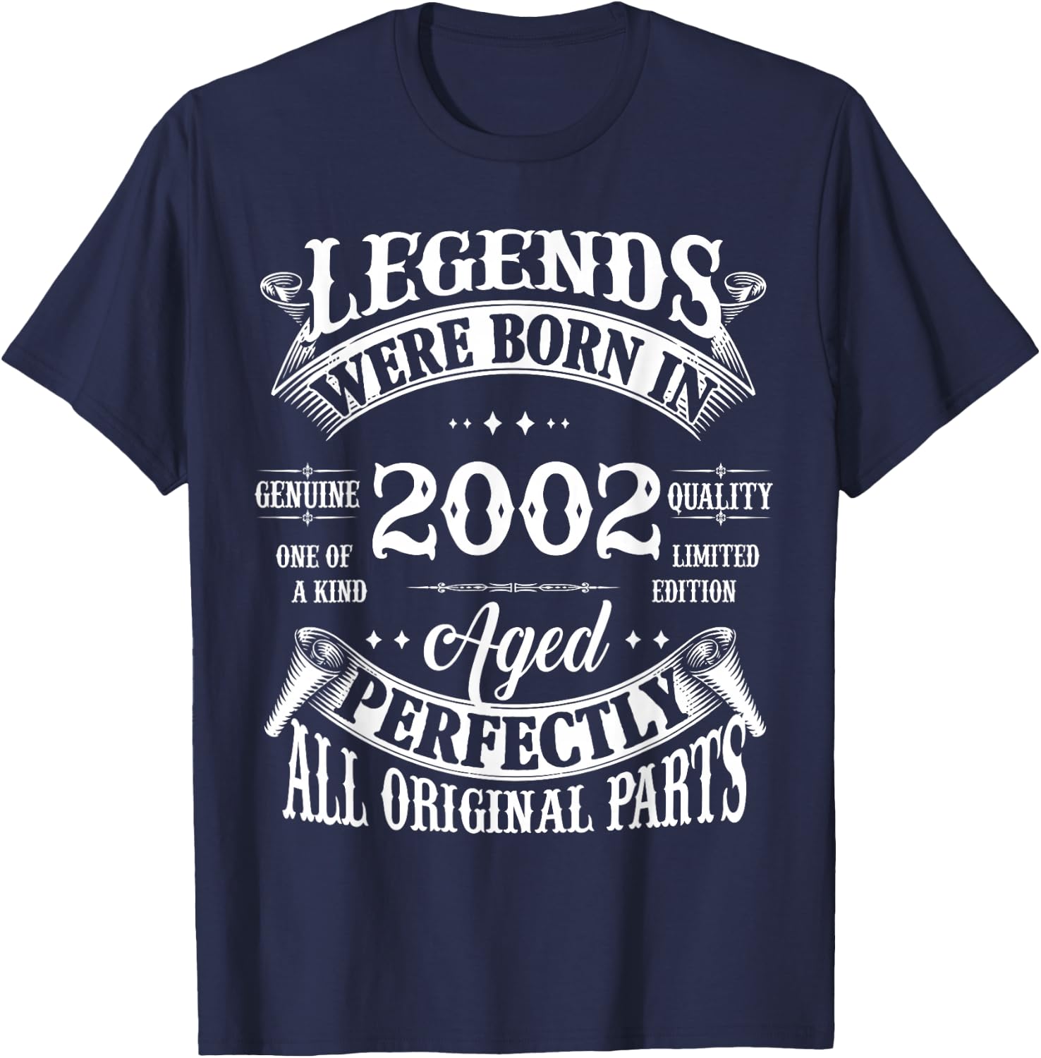 23rd Birthday Vintage Legends Born in 2002 23 Years Old T-Shirt - T-Shirt | Navy