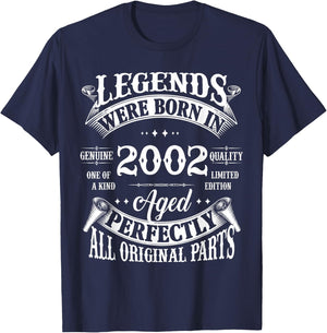 23rd Birthday Vintage Legends Born in 2002 23 Years Old T-Shirt - T-Shirt | Navy