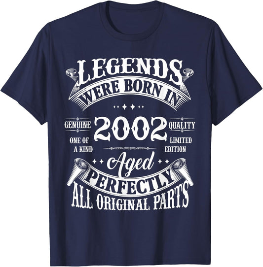 23rd Birthday Vintage Legends Born in 2002 23 Years Old T-Shirt - T-Shirt | Navy