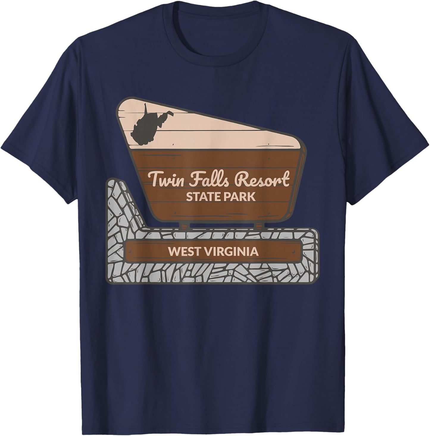Twin Falls Resort State Park West Virginia Welcome Souvenir T-Shirt - T-Shirt | Navy