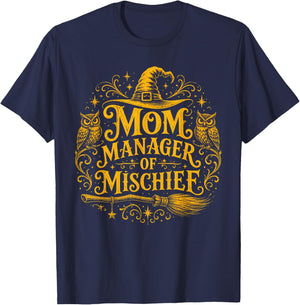 Mom Manager of Mischief Mother's Day Magical Mom Halloween T-Shirt - T-Shirt | Navy