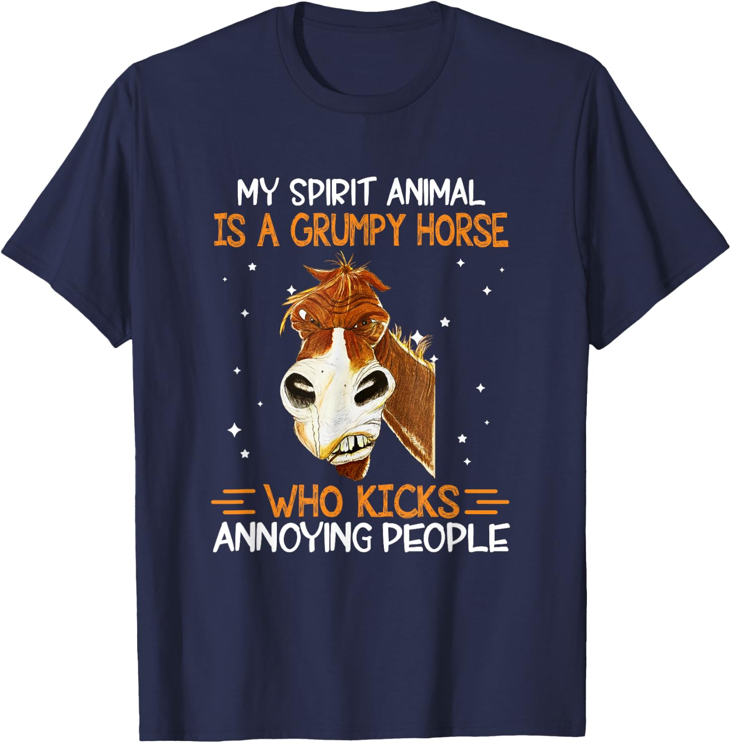 Horse Lover My Spirit Animal Is Grumpy Horse Funny T-Shirt - T-Shirt | Navy