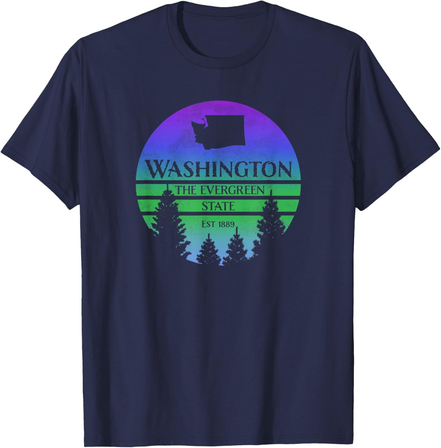 Washington The Evergreen State Silhouette Graphic T-Shirt - T-Shirt | Navy