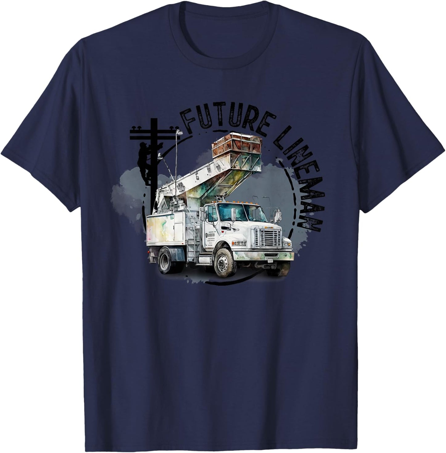 Future Lineman Bucket Truck Kid Future Electric Cable To Be T-Shirt - T-Shirt | Navy