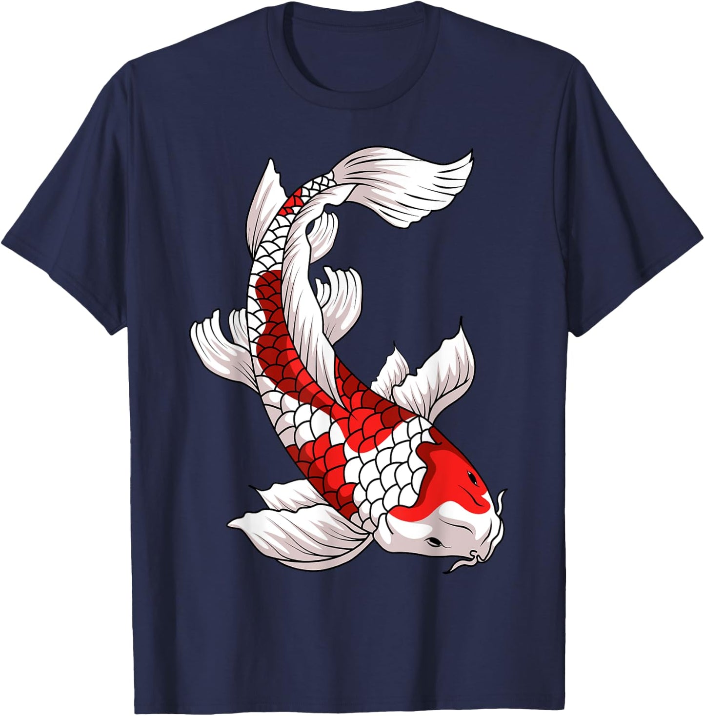 Koi Fish Carp Japanese Asian Nishikigoi Taisho Sanke Asagi T-Shirt - T-Shirt | Navy