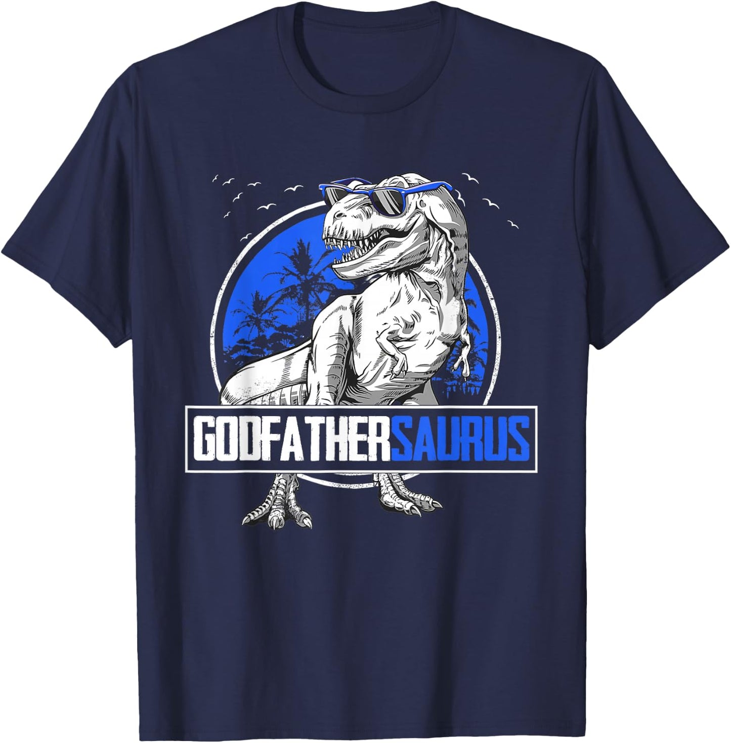 Godfathersaurus Godfather Saurus Dinosaur Family Matching T-Shirt - T-Shirt | Navy