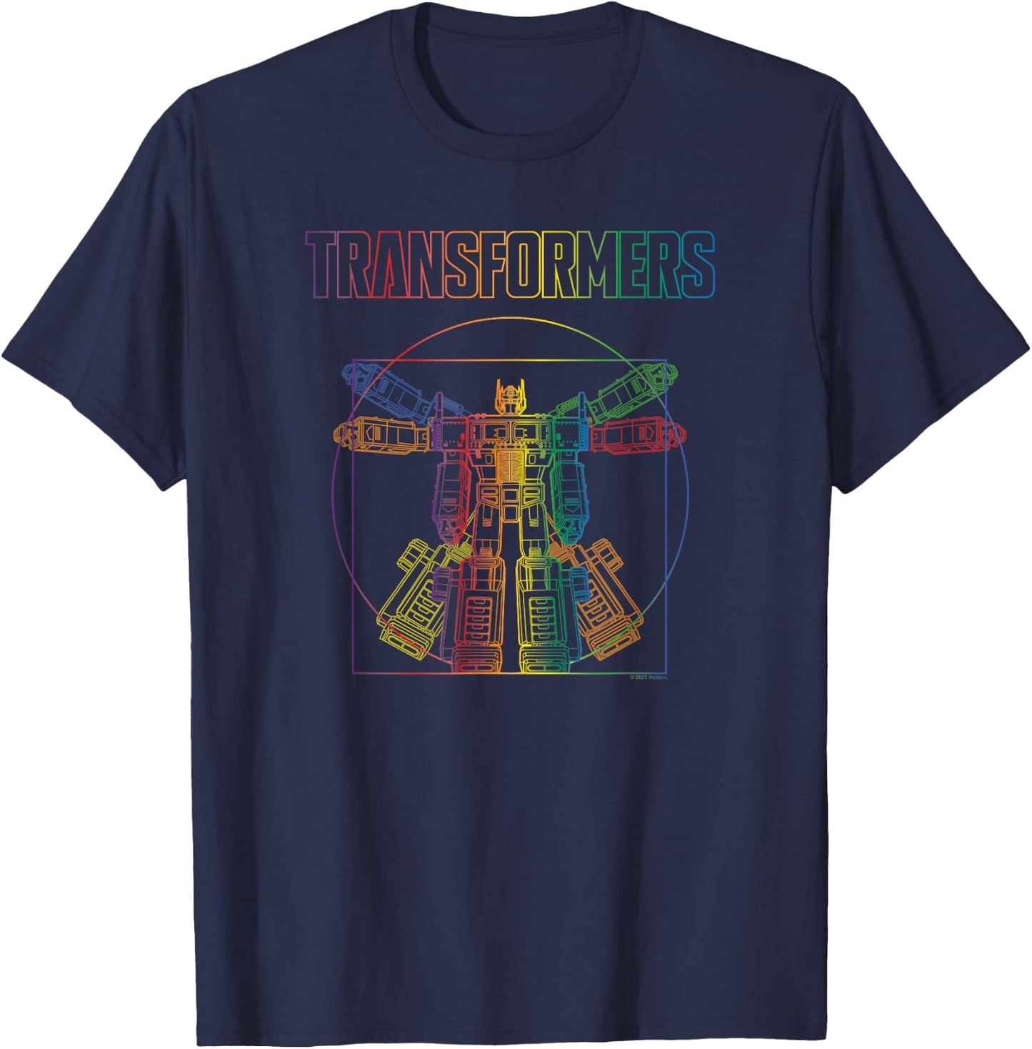 Transformers Pride Vitruvian Optimus Prime Logo T-Shirt - T-Shirt | Navy