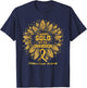 I Wear Gold For My Grandson Gold Sunflower Childhood Cancer T-Shirt - T-Shirt | Navy