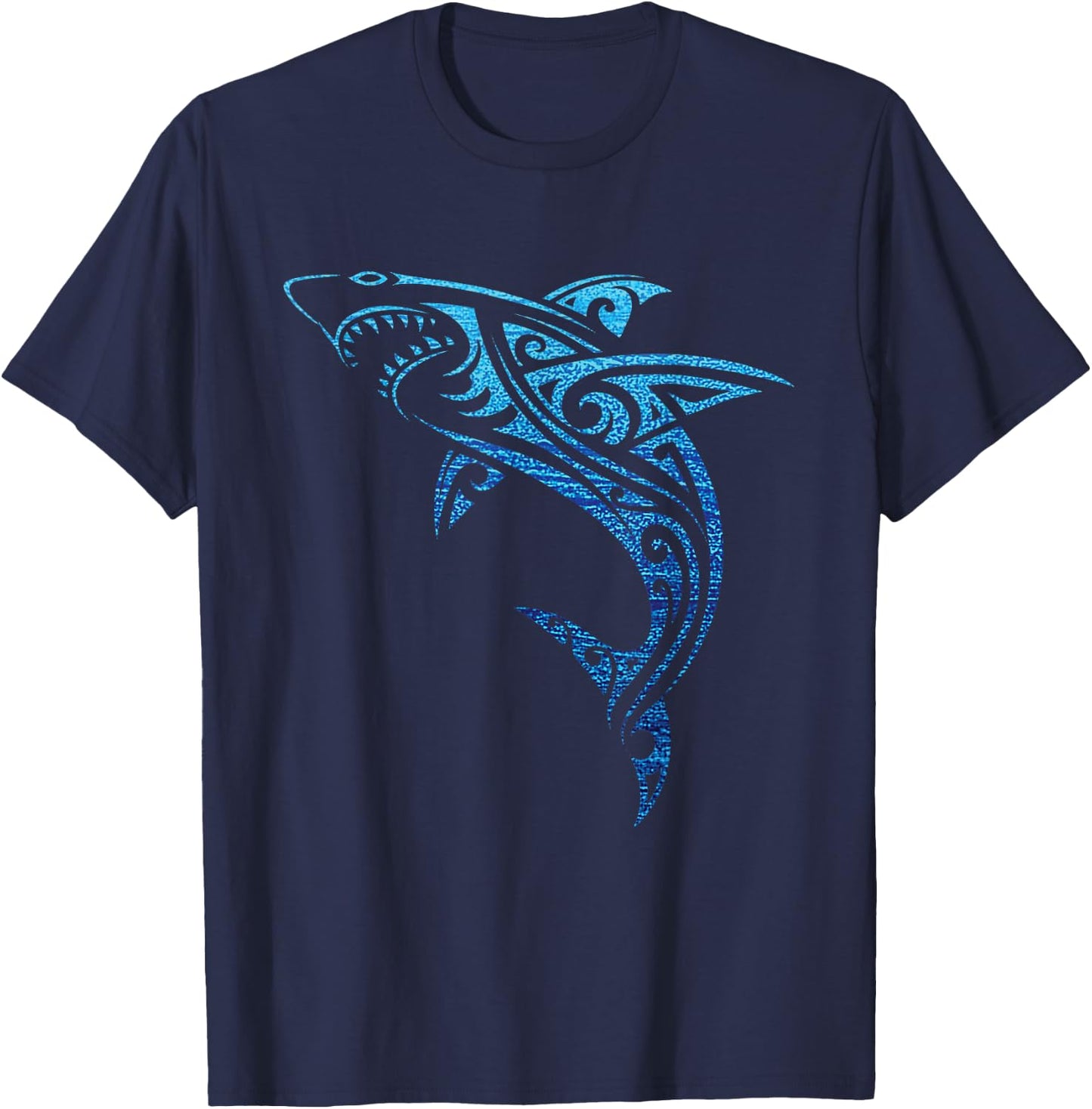 Artistic Tribal Shark Hawaiian Polynesian Tattoo Vacation T-Shirt - T-Shirt | Navy