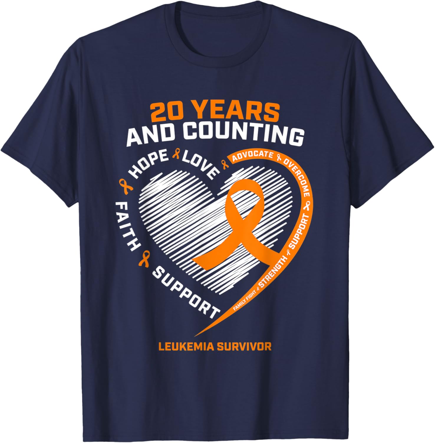 20 Years Cancer Free Products Men Women Leukemia Survivor T-Shirt - T-Shirt | Navy