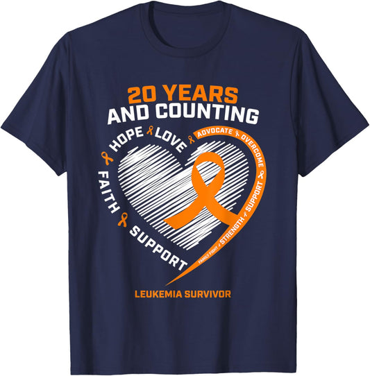 20 Years Cancer Free Products Men Women Leukemia Survivor T-Shirt - T-Shirt | Navy