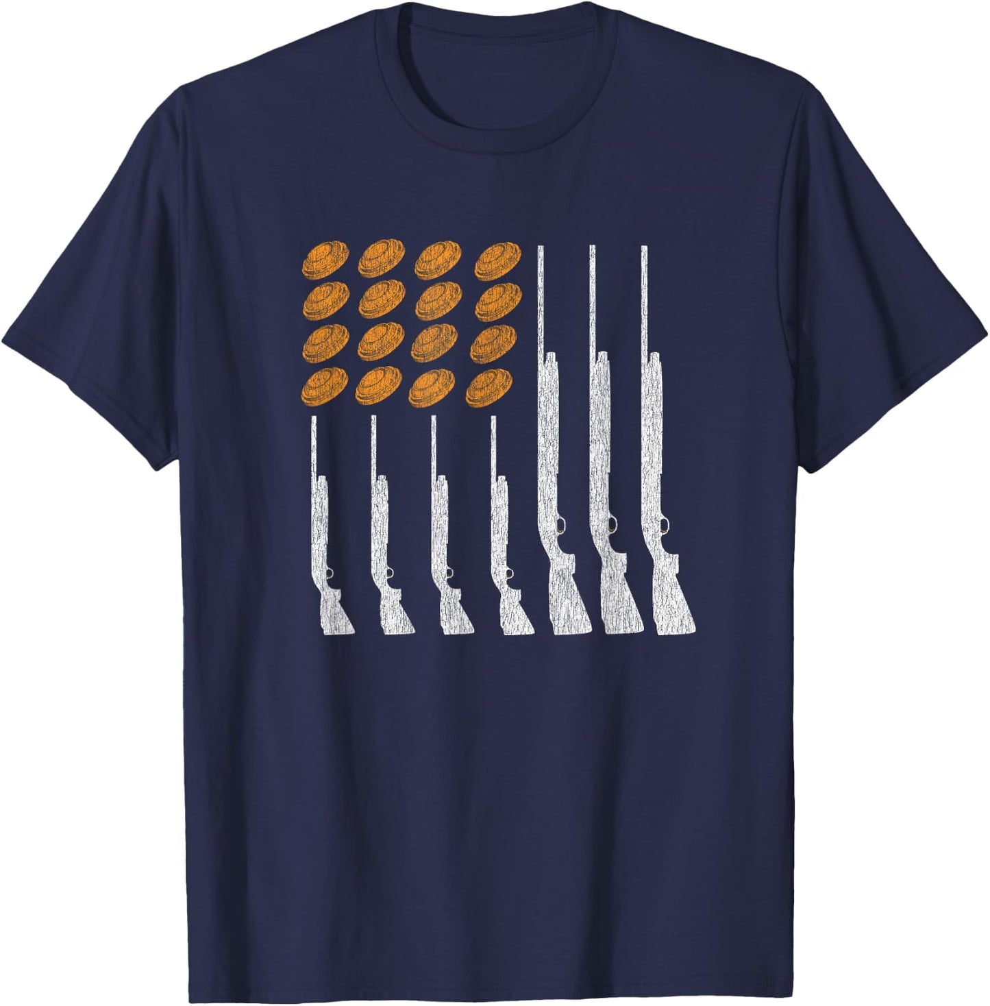 Clay Target Shooting Trap Skeet American Flag Patriotic T-Shirt - T-Shirt | Navy