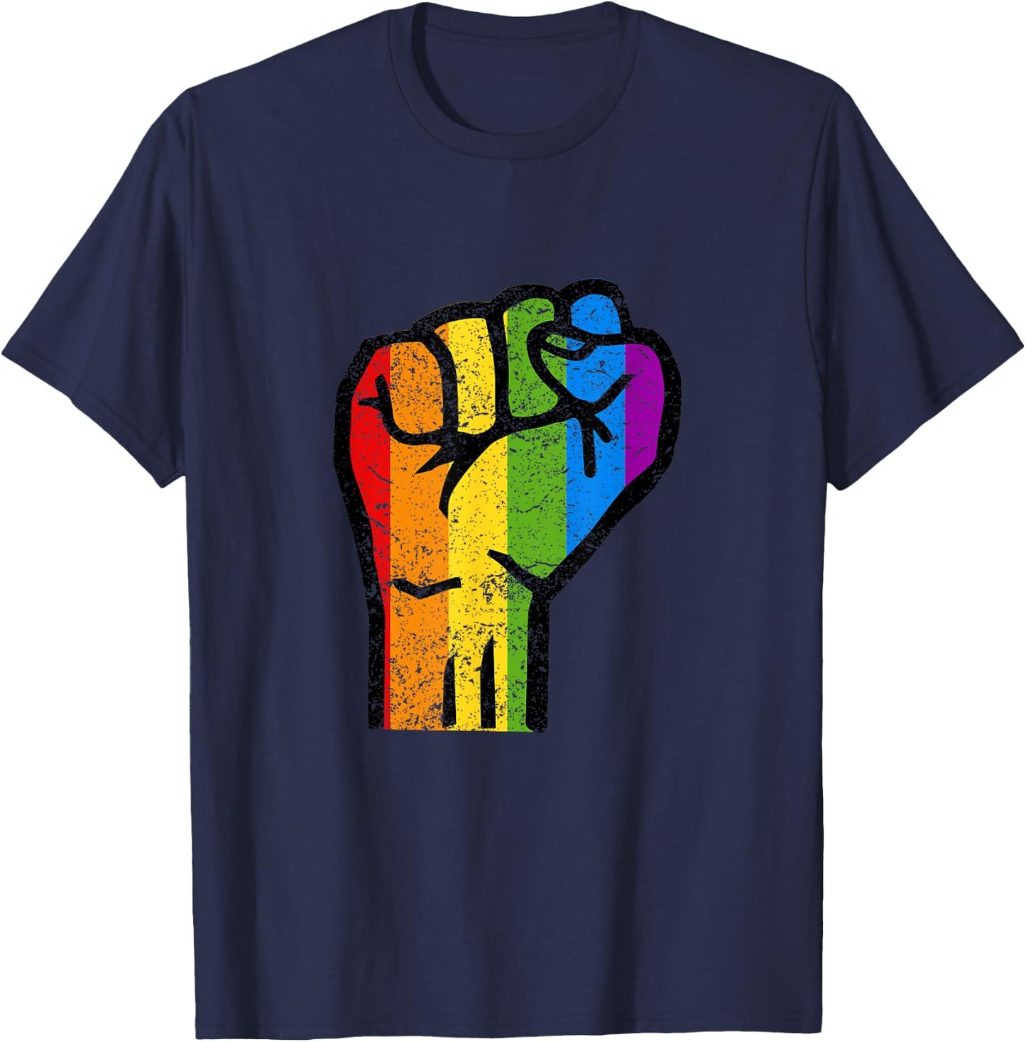 Gay Pride Resist Fist Rainbow Flag LGBTQ T-Shirt - T-Shirt | Navy