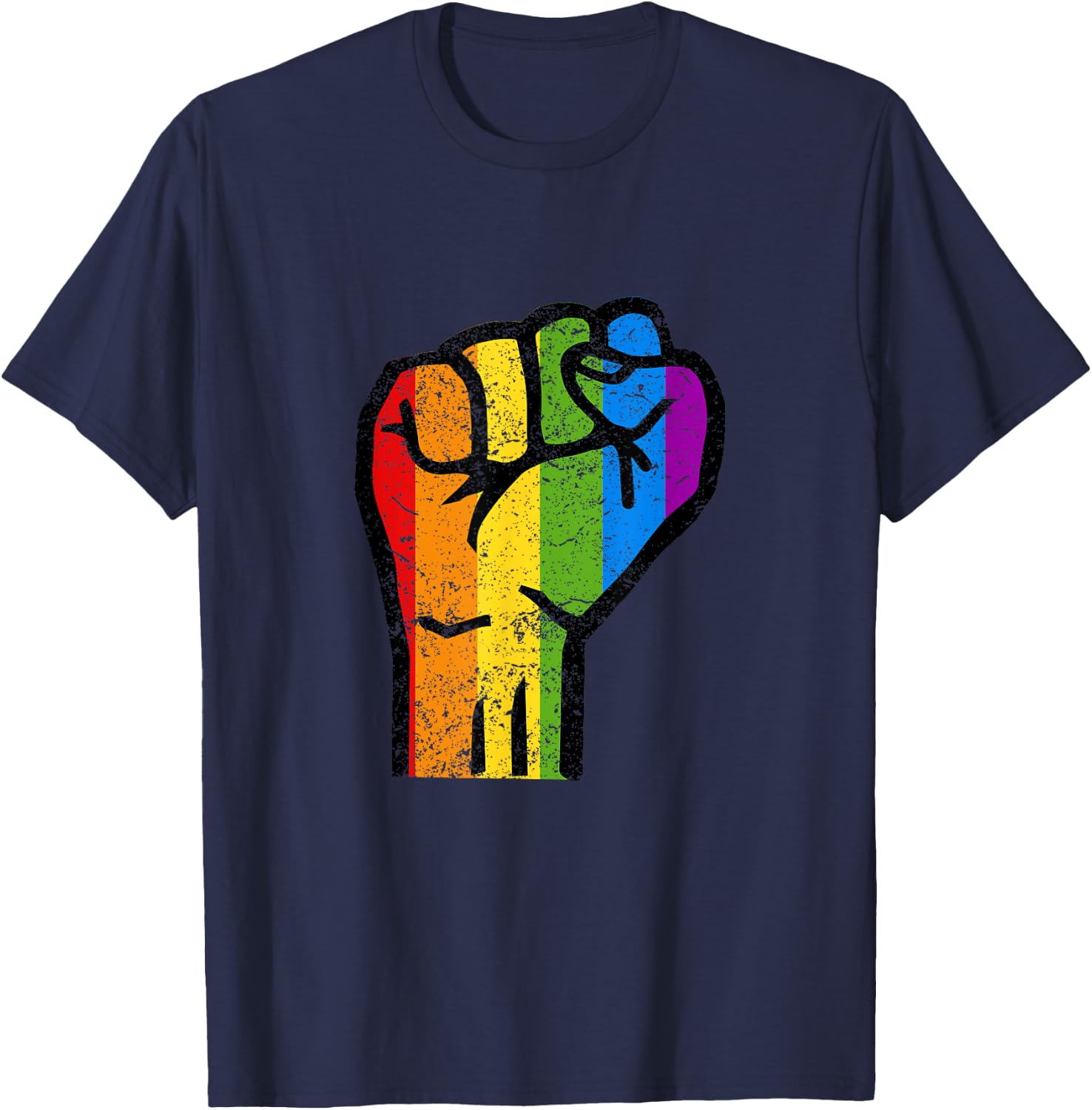 Gay Pride Resist Fist Rainbow Flag LGBTQ T-Shirt - T-Shirt | Navy