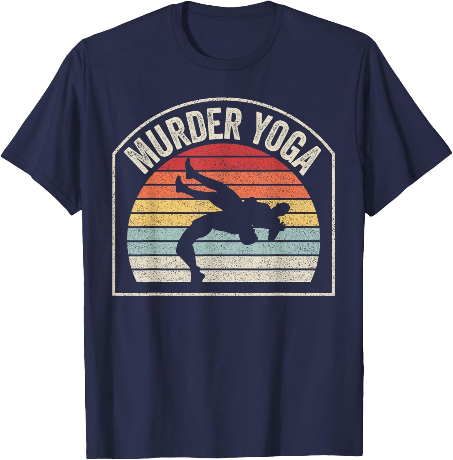Retro Vintage Wrestling Murder Yoga T-Shirt - T-Shirt | Navy