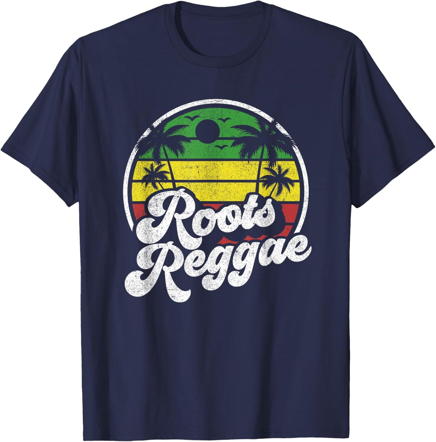 Roots Reggae Vintage Jamaica Rasta Jamaican Music Retro Gift T-Shirt - T-Shirt | Navy