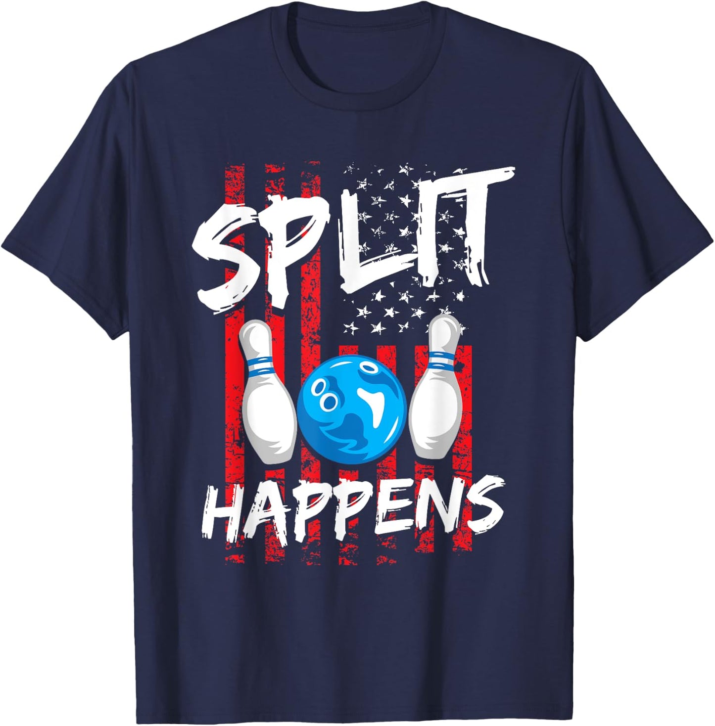 Split Happens - Bowler Men Funny Bowling T-Shirt - T-Shirt | Navy