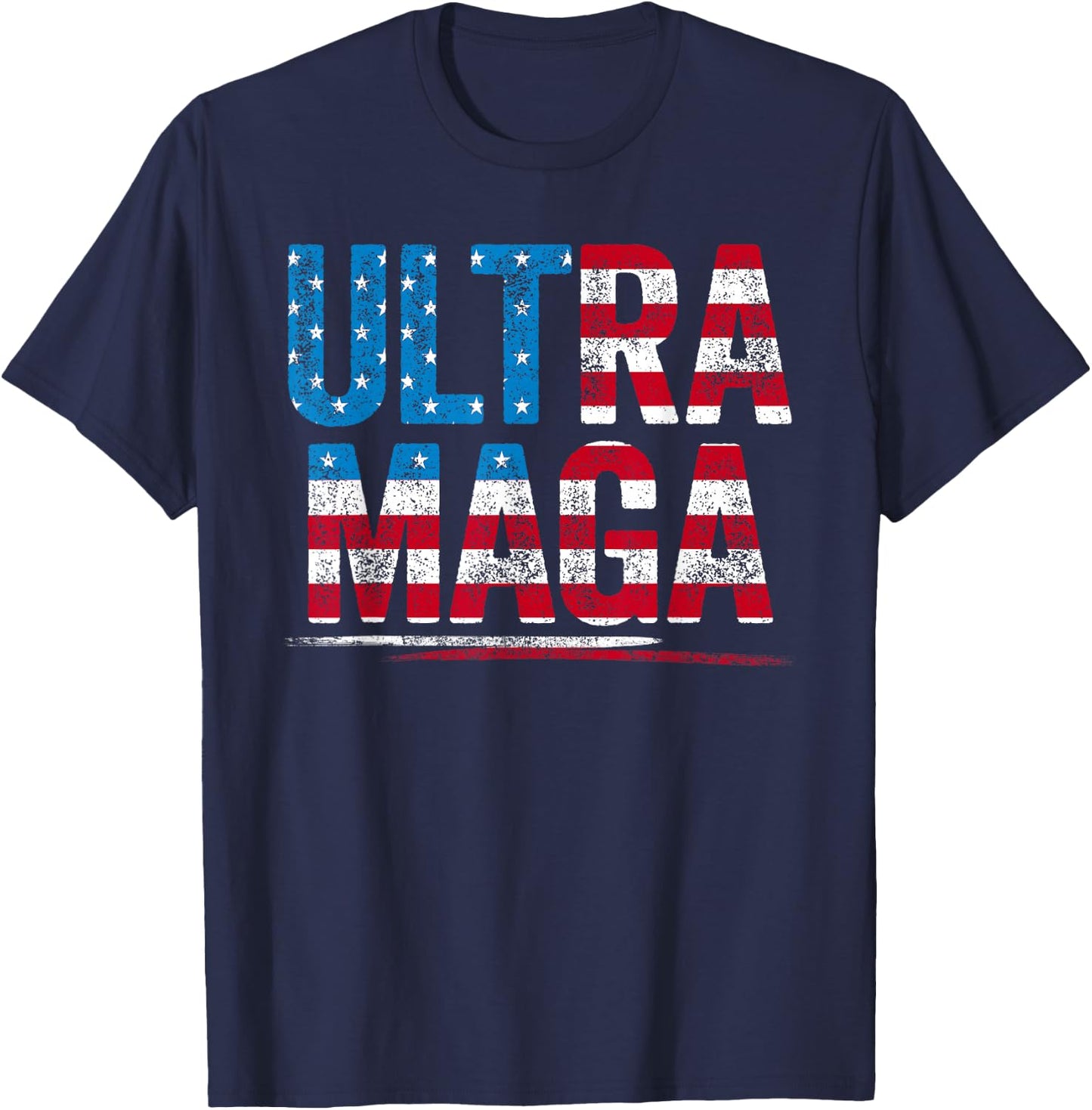 Trump Shirt Ultra Mega US Flag American Flag Shirt Trump T-Shirt - T-Shirt | Navy