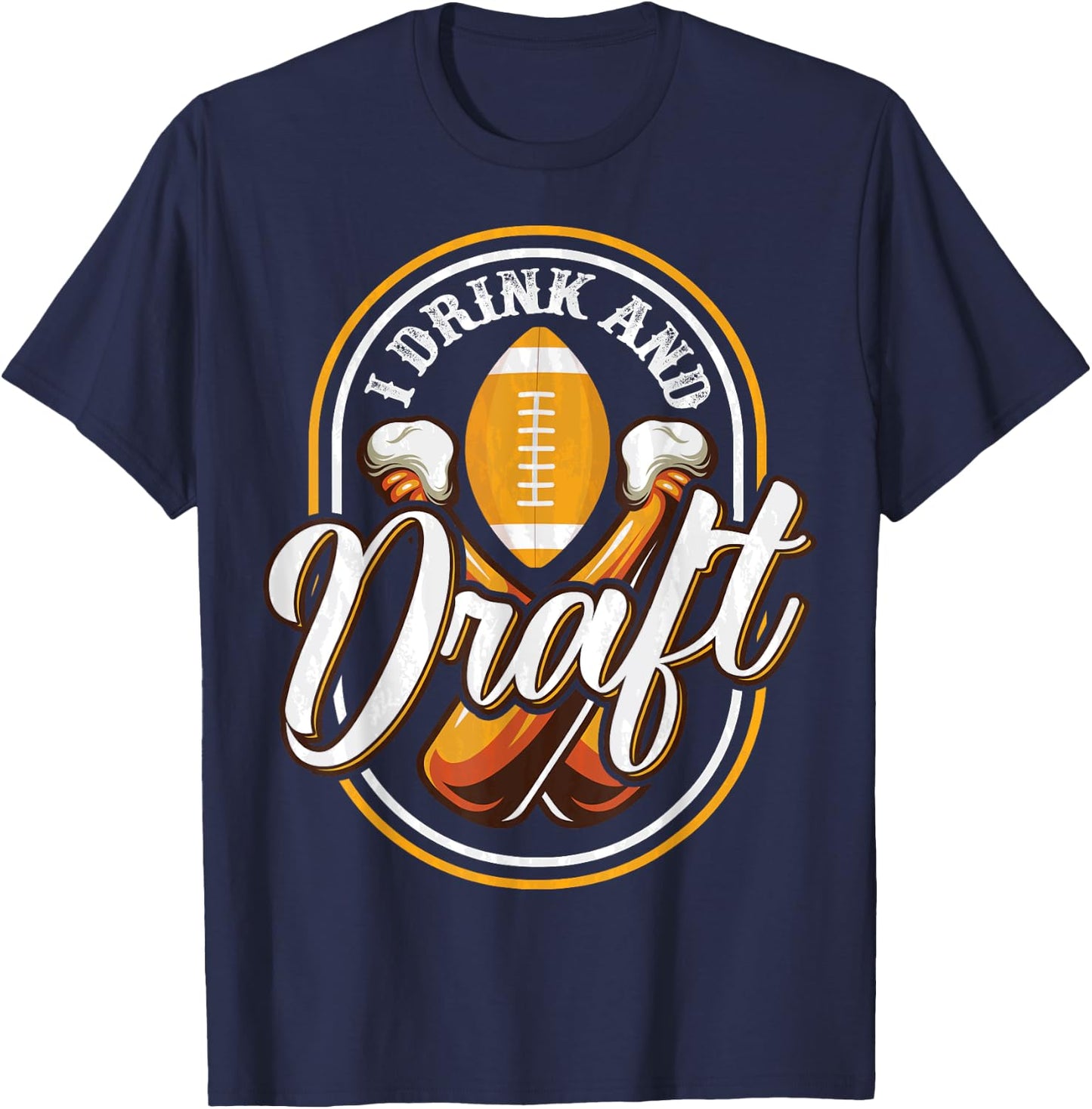 Funny Fantasy Football Trophy Draft Shirt Beer and Draft T-Shirt - T-Shirt | Navy