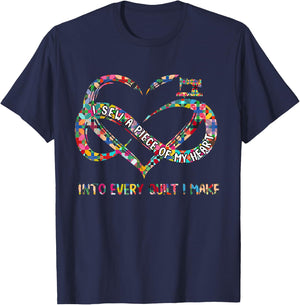 I Sew A Piece Of My Heart Into Every Quilt I Make T-Shirt - T-Shirt | Navy