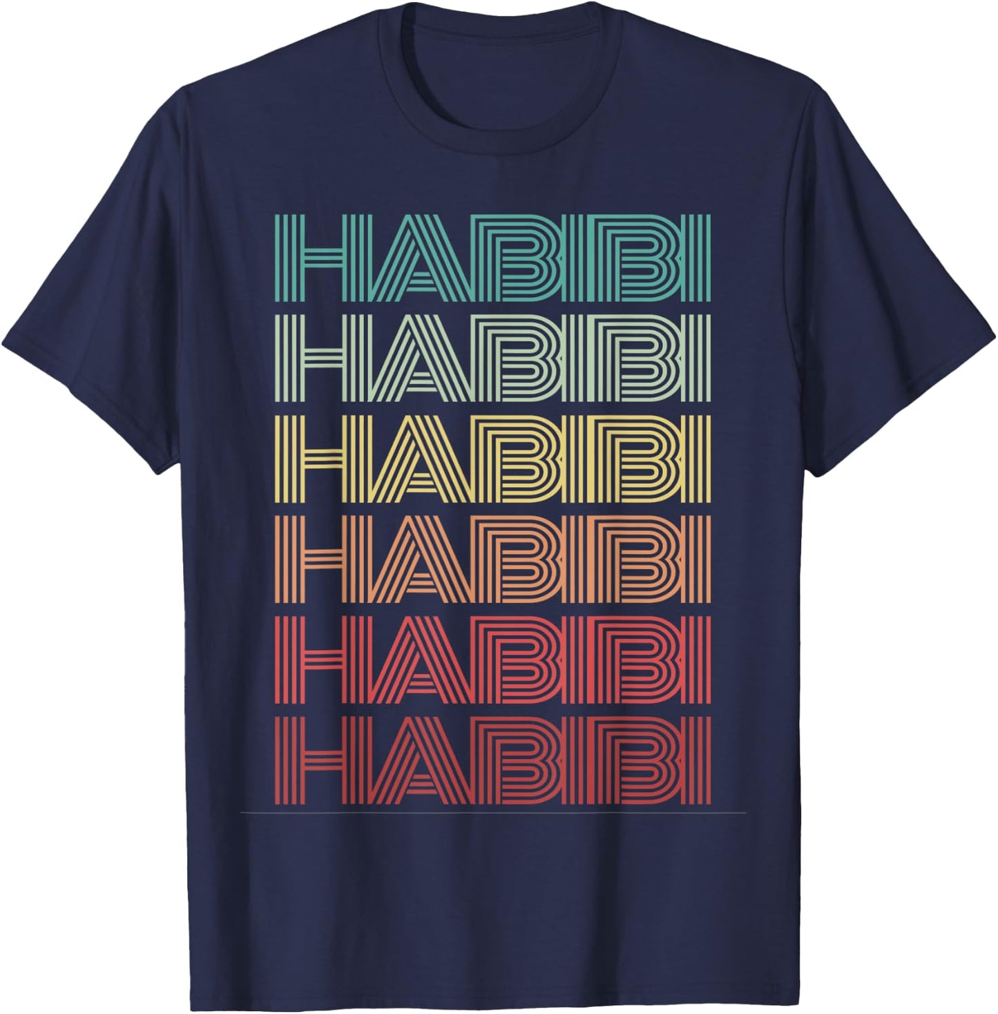 Funny Arabic Word HABIBI Retro Wife Halal Arab Yalla Wedding T-Shirt - T-Shirt | Navy