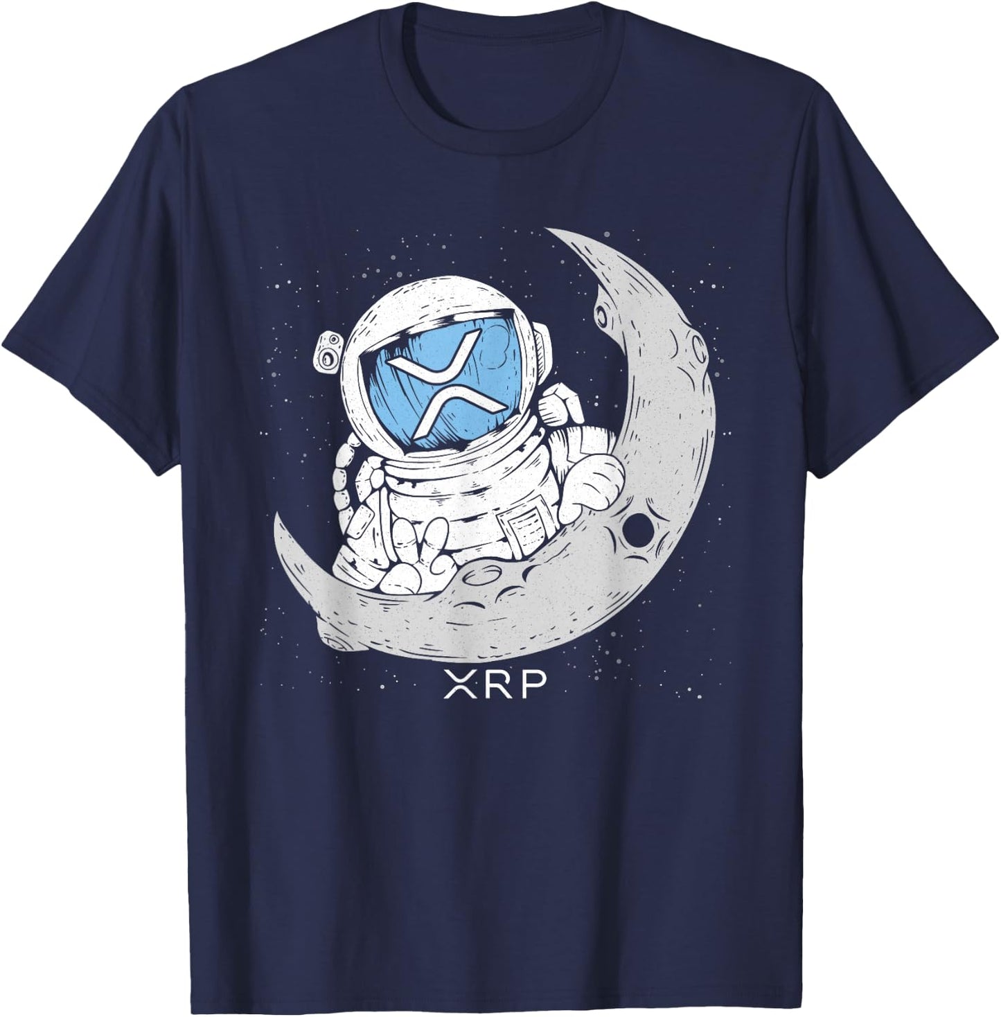 Crypto Meme - XRP Cryptocurrency - Astronaut Moon - XRP T-Shirt - T-Shirt | Navy