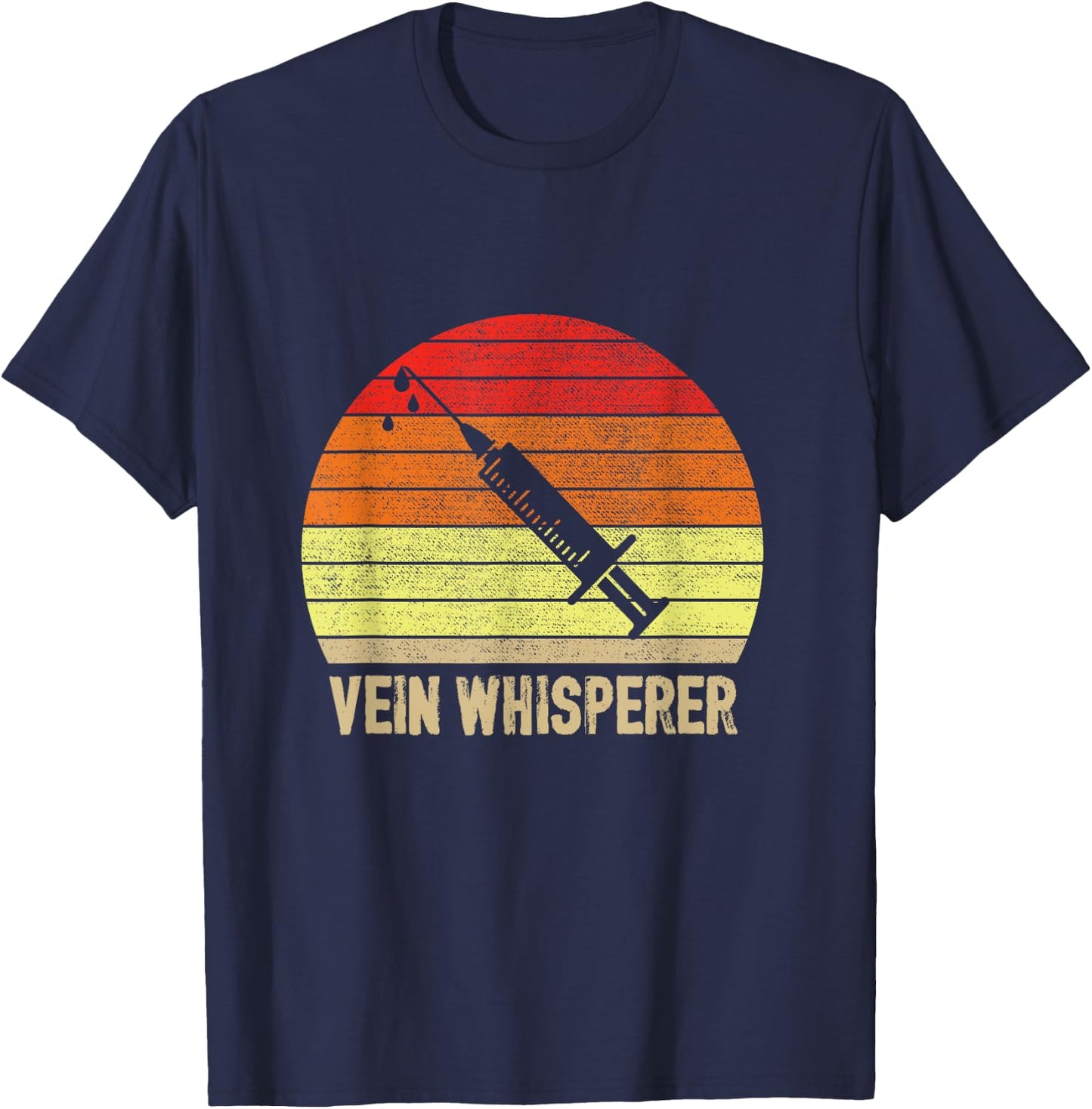 Retro Phlebotomist Vein Whisperer Medical Nurse Phlebotomy T-Shirt - T-Shirt | Navy