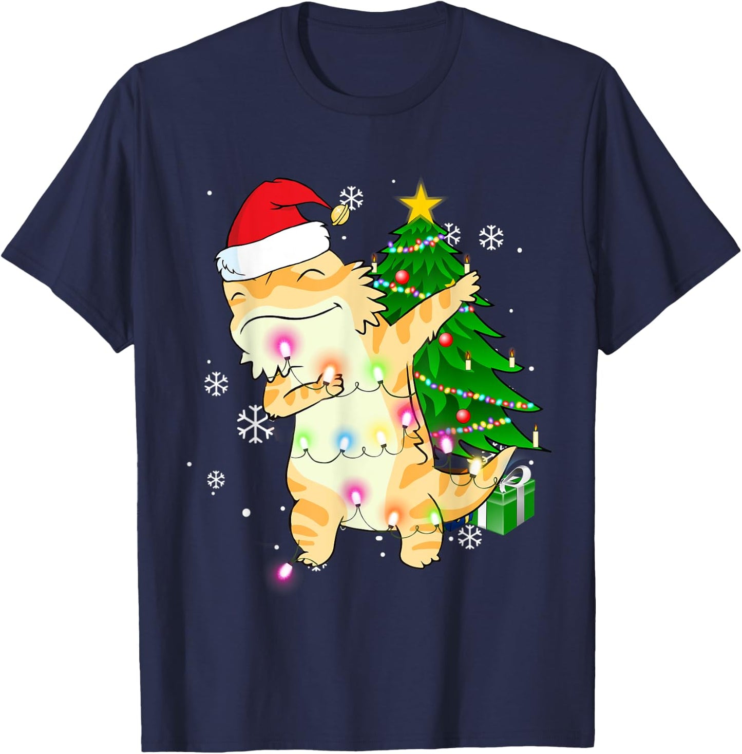 Dabbing Bearded Dragon Christmas Costume Cute Youth Kids T-Shirt - T-Shirt | Navy