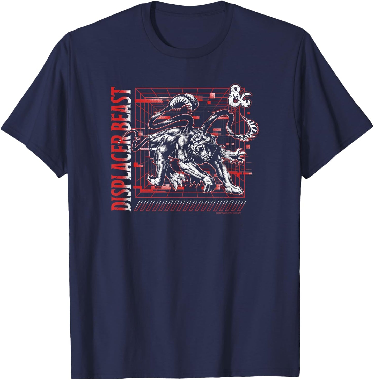Dungeons & Dragons Displacer Beast Glitch Poster T-Shirt - T-Shirt | Navy