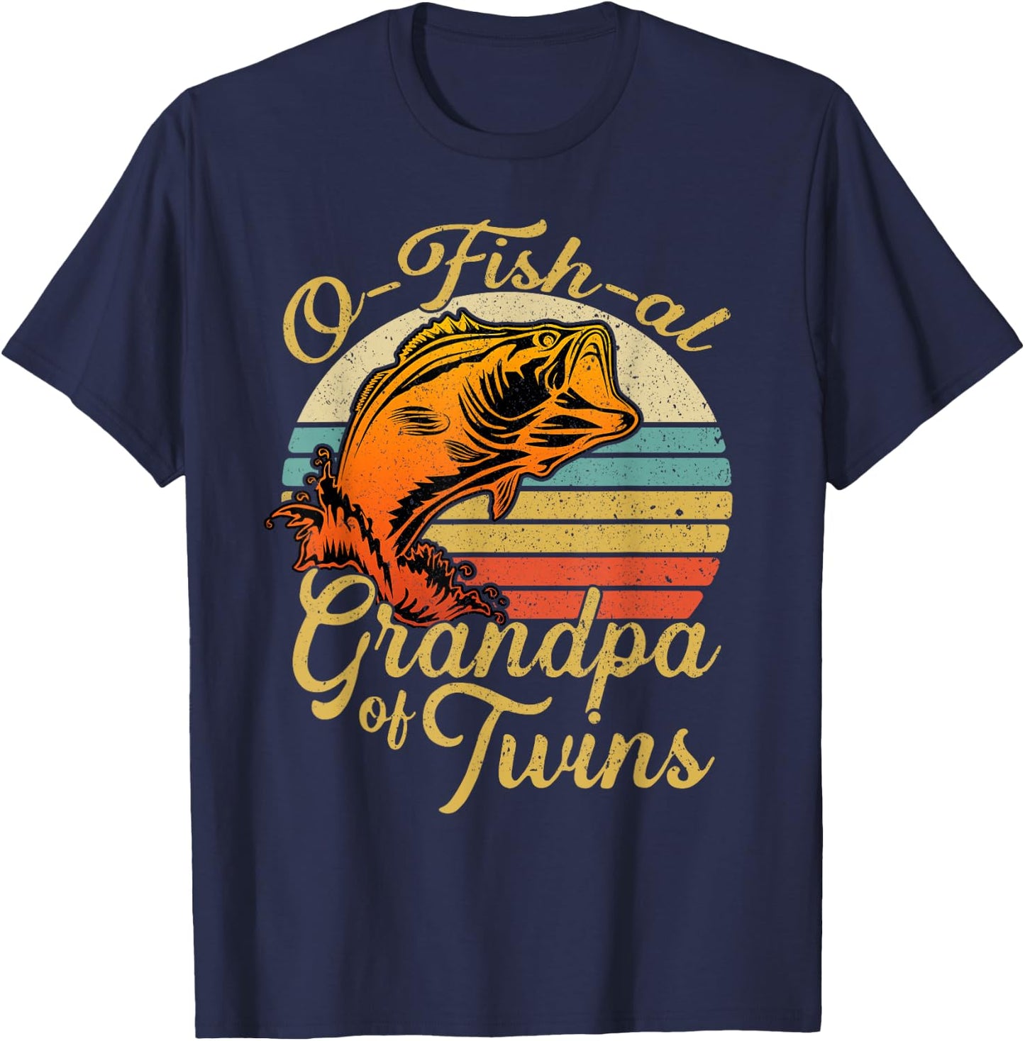 O fish al Grandpa of Twins Baby Pregnancy Announcement T-Shirt - T-Shirt | Navy