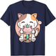 Boba Tea Cat Bubble Tea Cat Milk Tea Kawaii Anime Cat T-Shirt - T-Shirt | Navy