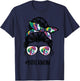 Boxer Mom Messy Bun Hair Dog Lover Women Girls Kids T-Shirt - T-Shirt | Navy