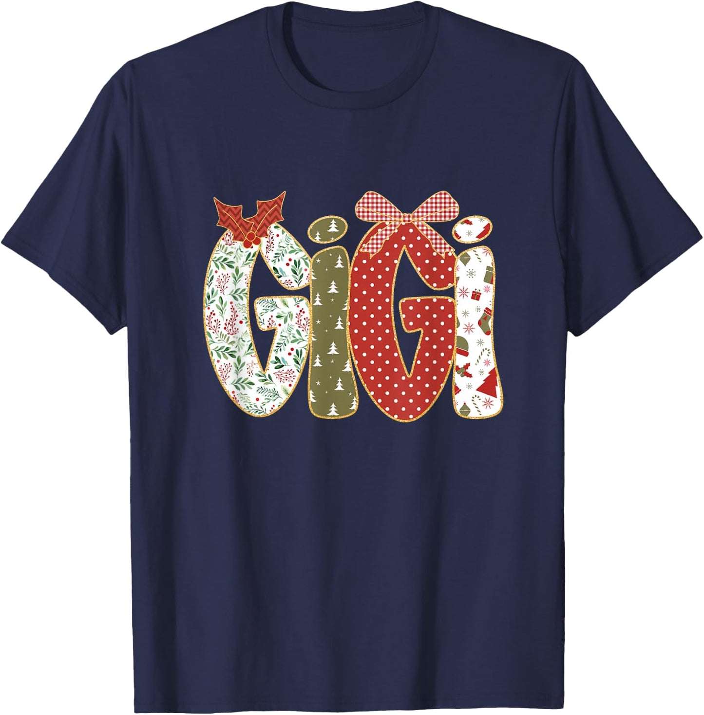 Christmas Gigi Coquette Holiday Grandma T-Shirt - T-Shirt | Navy