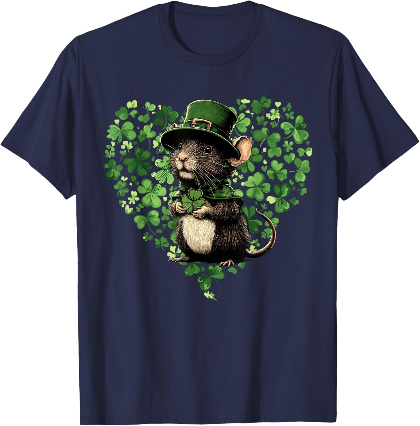 Funny St. Patrick’s Day Rat Lovers Lucky Shamrock Irish T-Shirt - T-Shirt | Navy
