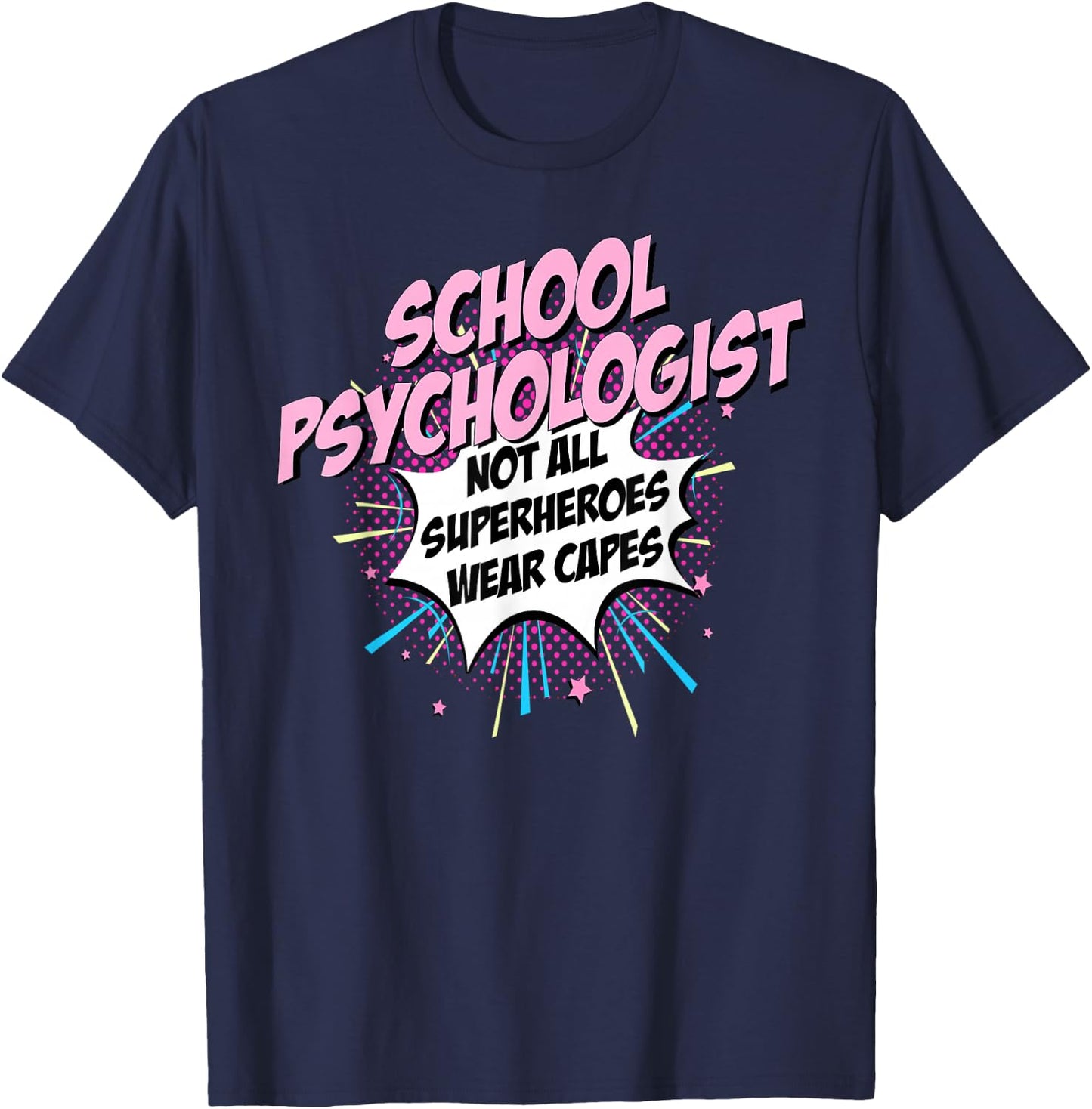 School Psychologist Superhero product Comic Gifts Idea T-Shirt - T-Shirt | Navy