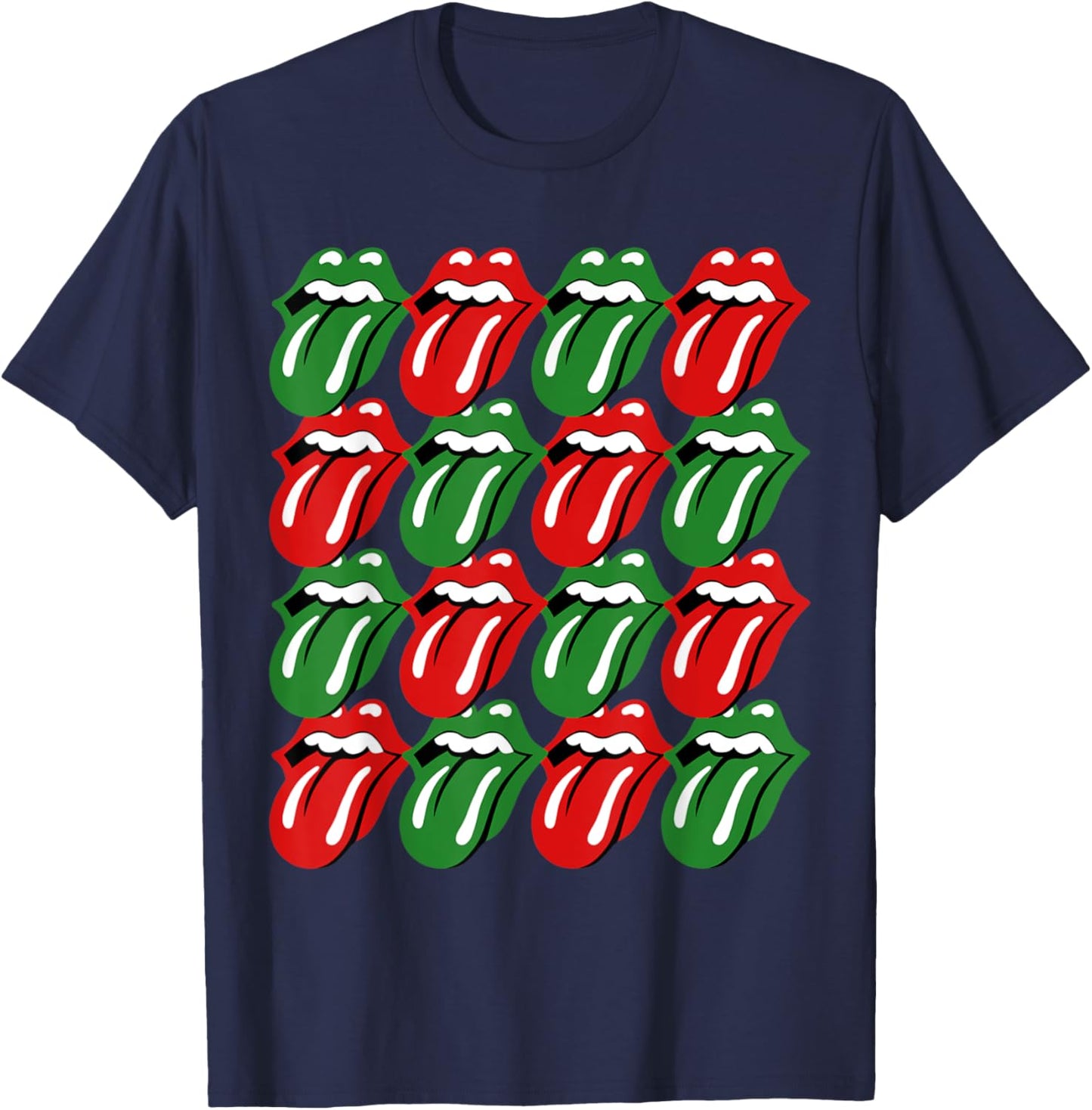 Rolling Stones Holiday Tongue Repeat Logo T-Shirt - T-Shirt | Navy