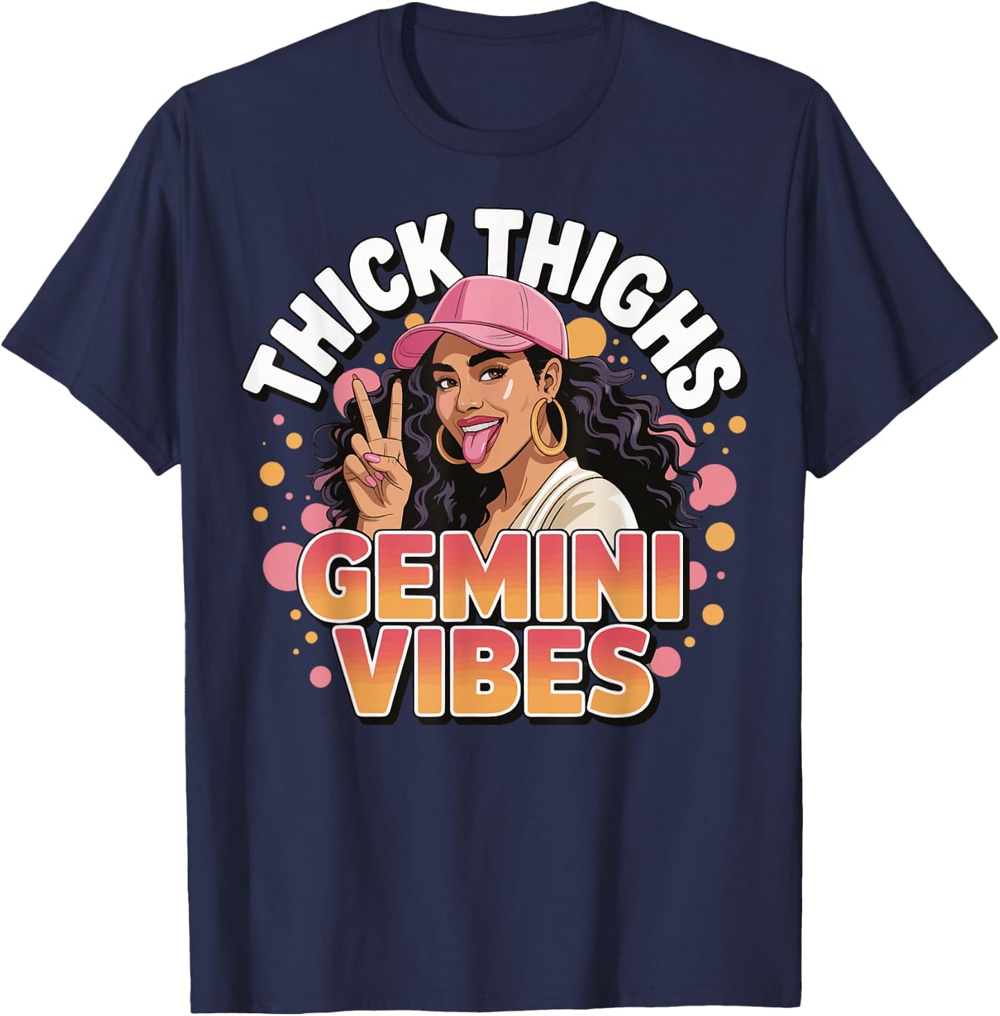 Thick Thighs Gemini Vibes T-Shirt - T-Shirt | Navy