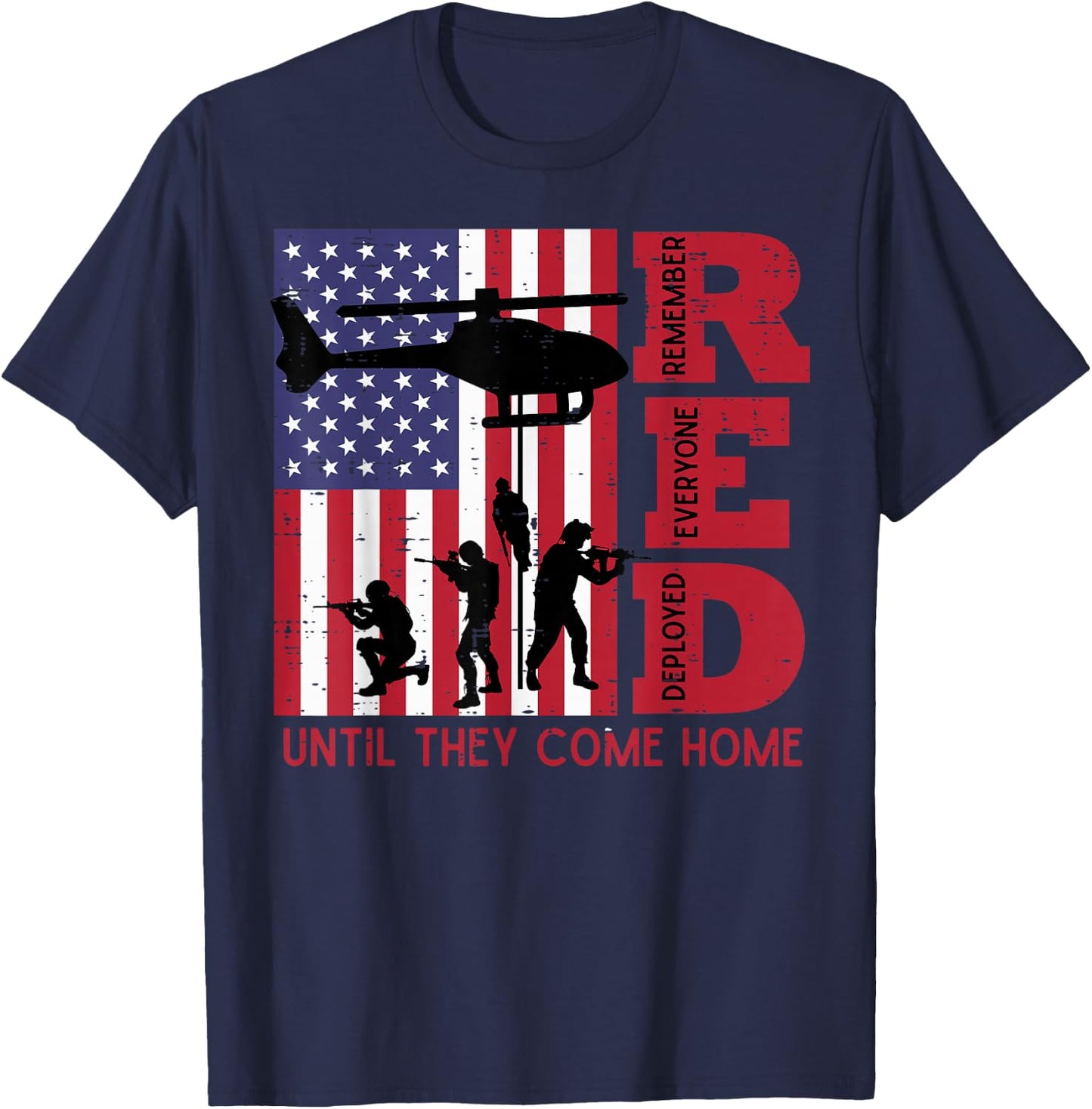 RED Remember Everyone Deployed Flag Helicopter Memorial Day T-Shirt - T-Shirt | Navy