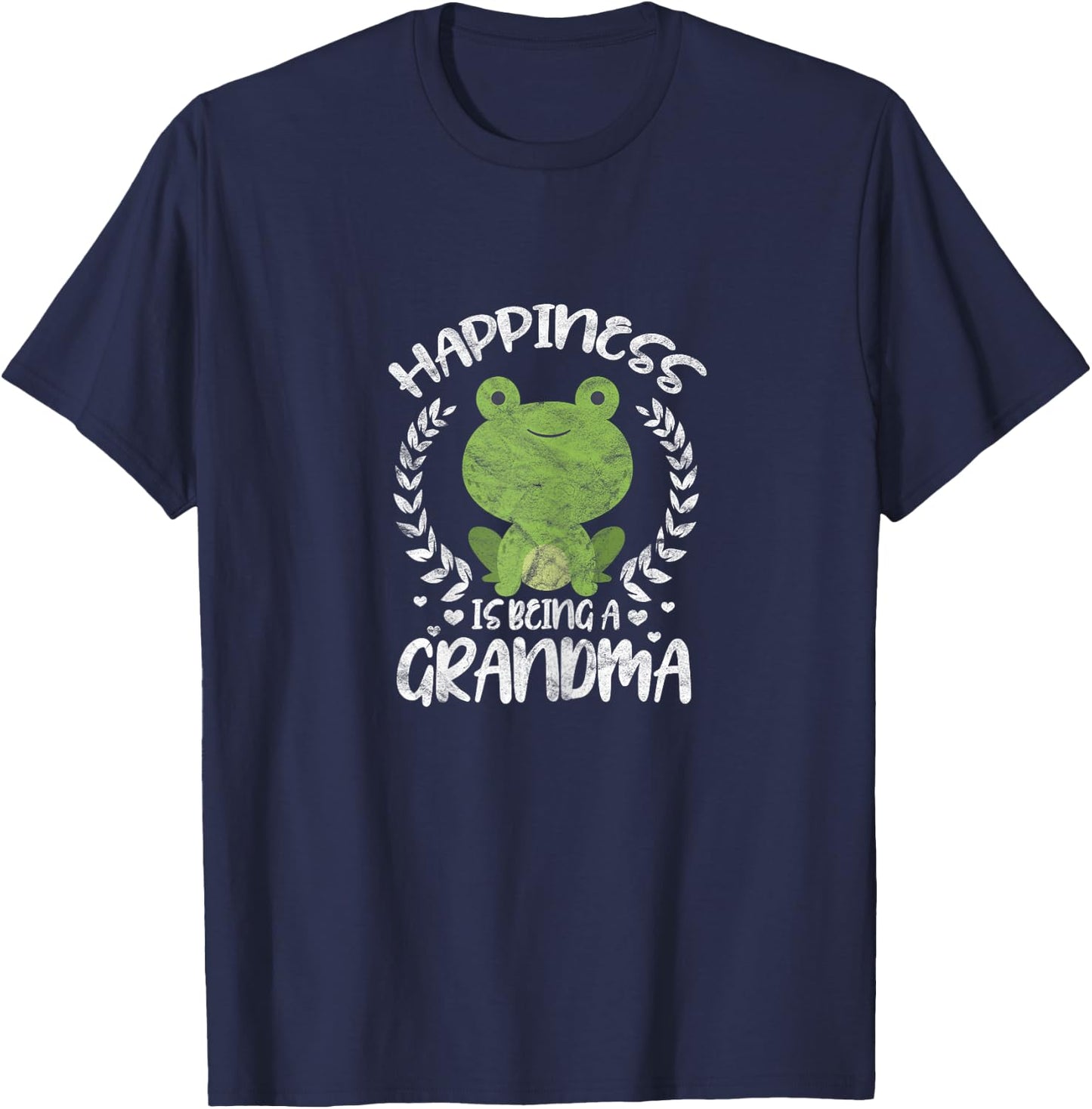 Happiness is Being a Grandma Funny Cute Grandmother Frog T-Shirt - T-Shirt | Navy
