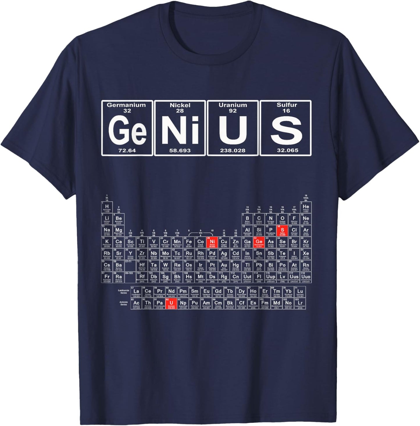 Genius Periodic Table - Genius T-Shirt - T-Shirt | Navy