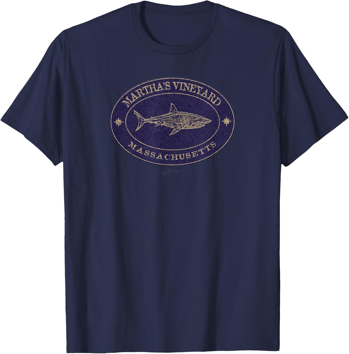 JCombs: Martha's Vineyard Great White Shark T-Shirt - T-Shirt | Navy