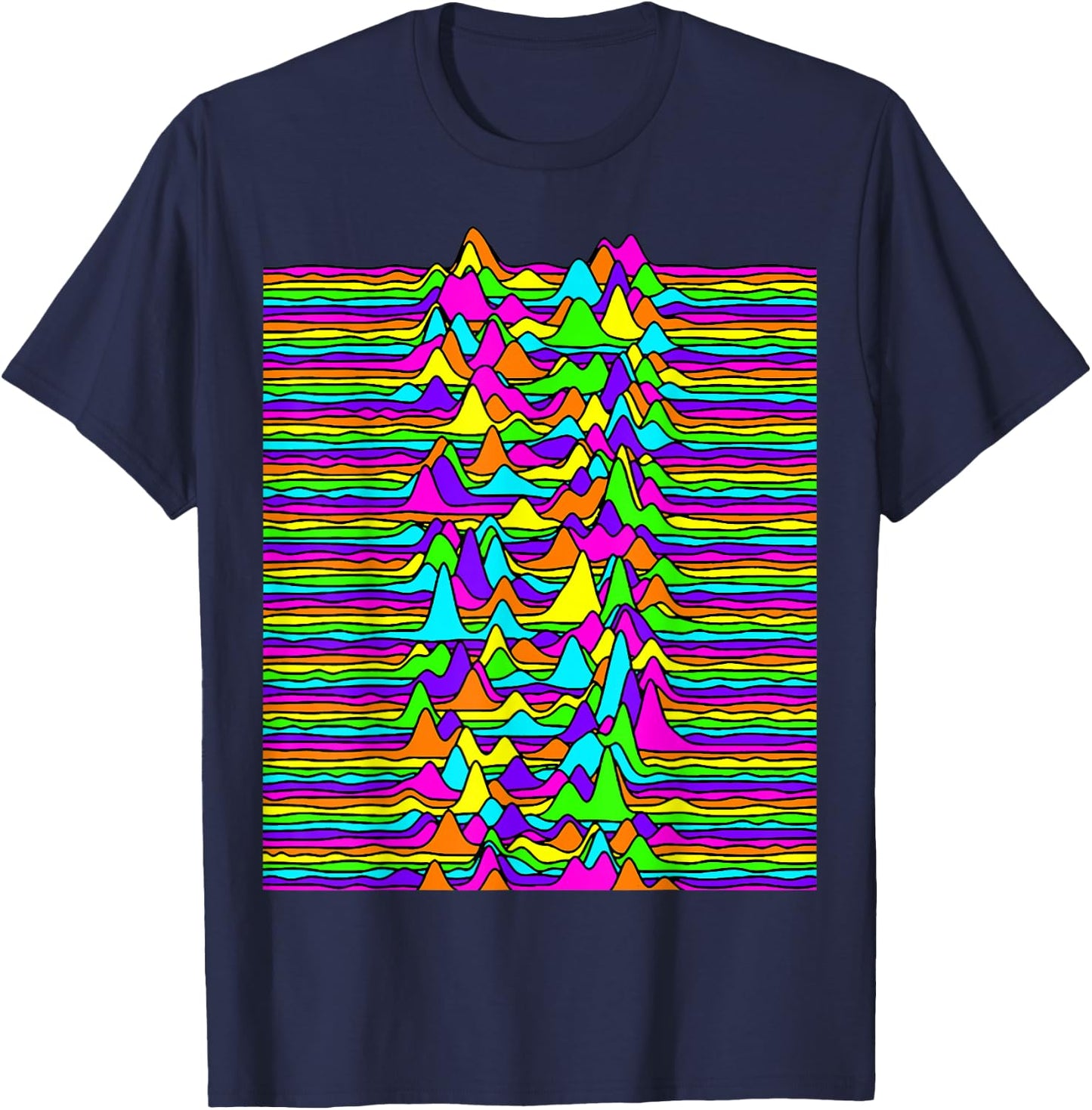 Rainbow Pulsar Waves Unknown Pleasures Space Science Teacher Women Kids T-Shirt - T-Shirt | Navy