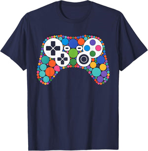 Funny Gaming Controller Polka Dot Video Gamers Dot Day Boys T-Shirt - T-Shirt | Navy