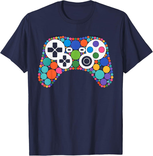 Funny Gaming Controller Polka Dot Video Gamers Dot Day Boys T-Shirt - T-Shirt | Navy