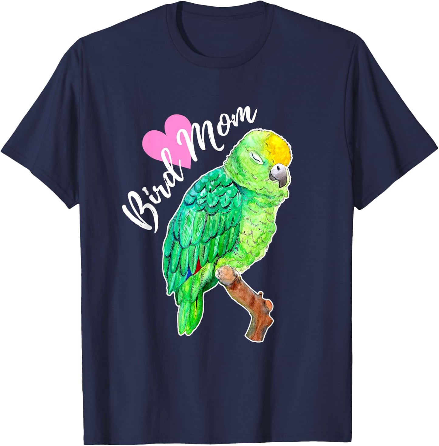 Amazon Parrot Lover Bird Mom Watercolor T-Shirt - T-Shirt | Navy