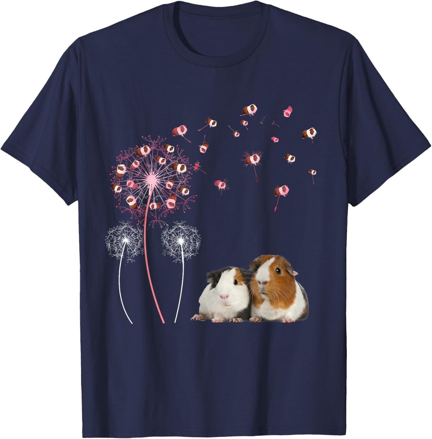 Dandelion Guinea Pig Cute Guinea Pig Floral Dandelion Spread T-Shirt - T-Shirt | Navy