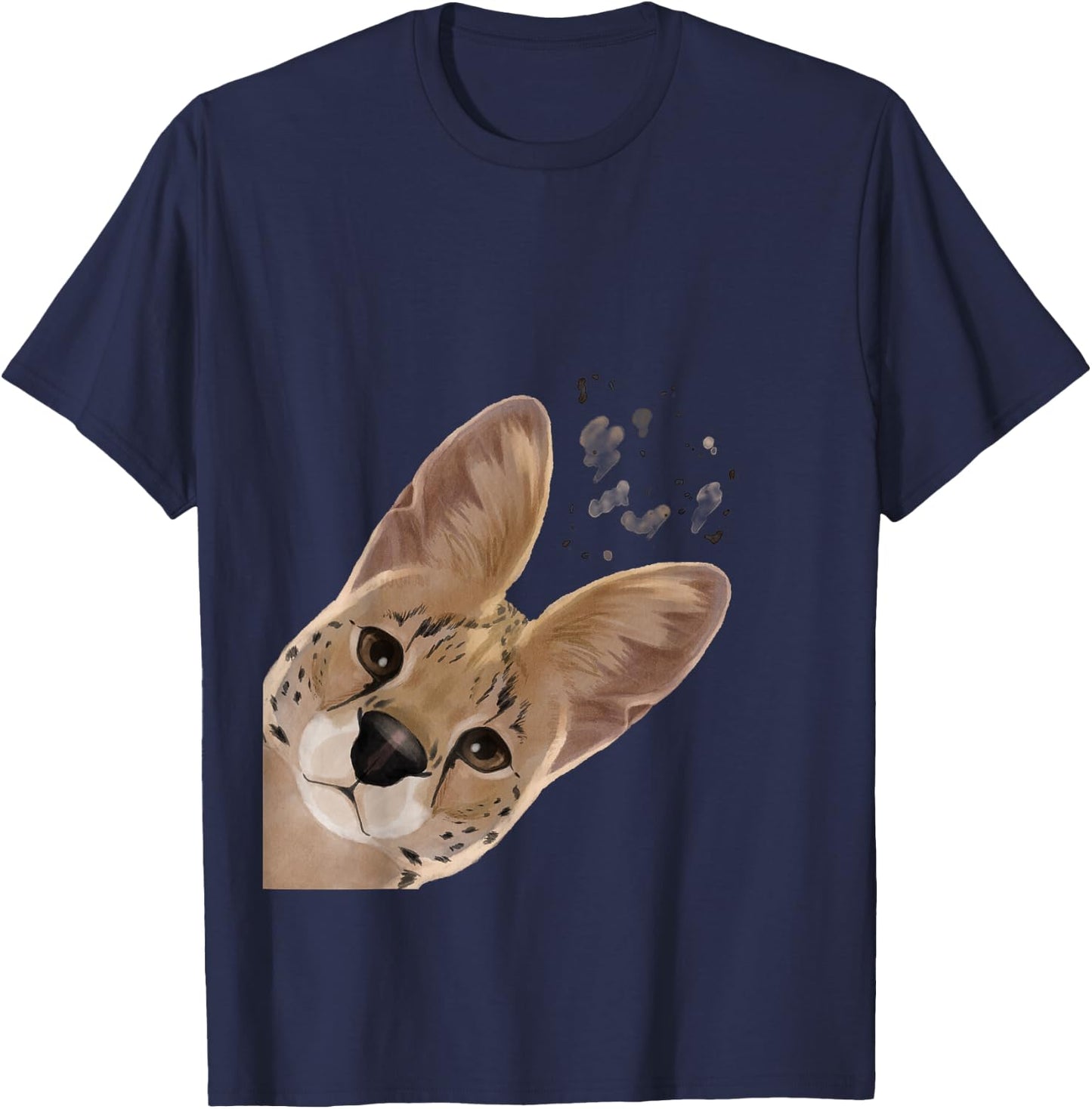 Funny Curious Serval T-Shirt - T-Shirt | Navy